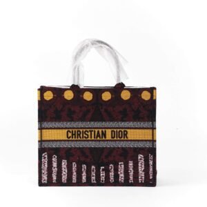 Christian Dior book tote Yellow circle and Burgundy print - Cap N Wrap