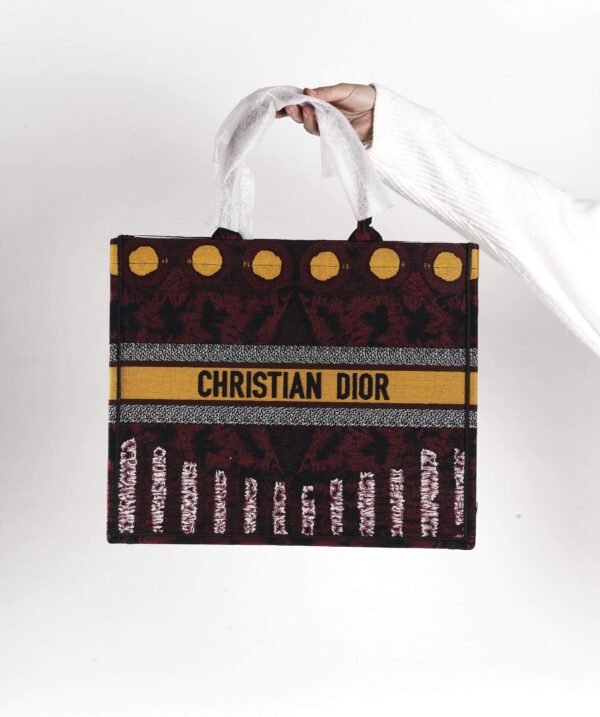 Christian Dior book tote Yellow circle and Burgundy print - Cap N Wrap