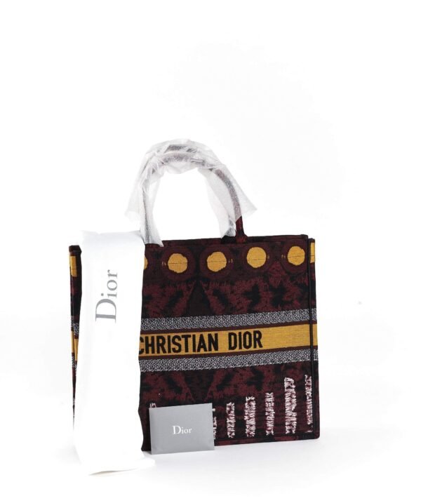 Christian Dior book tote Yellow circle and Burgundy print - Cap N Wrap